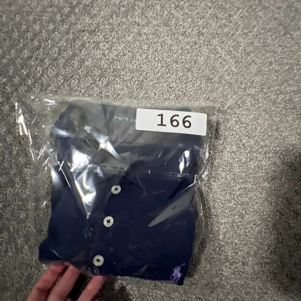Ralph Lauren Polo Shirt Girls‎ Large Navy Blue Purple Pony Logo Short Sleeve